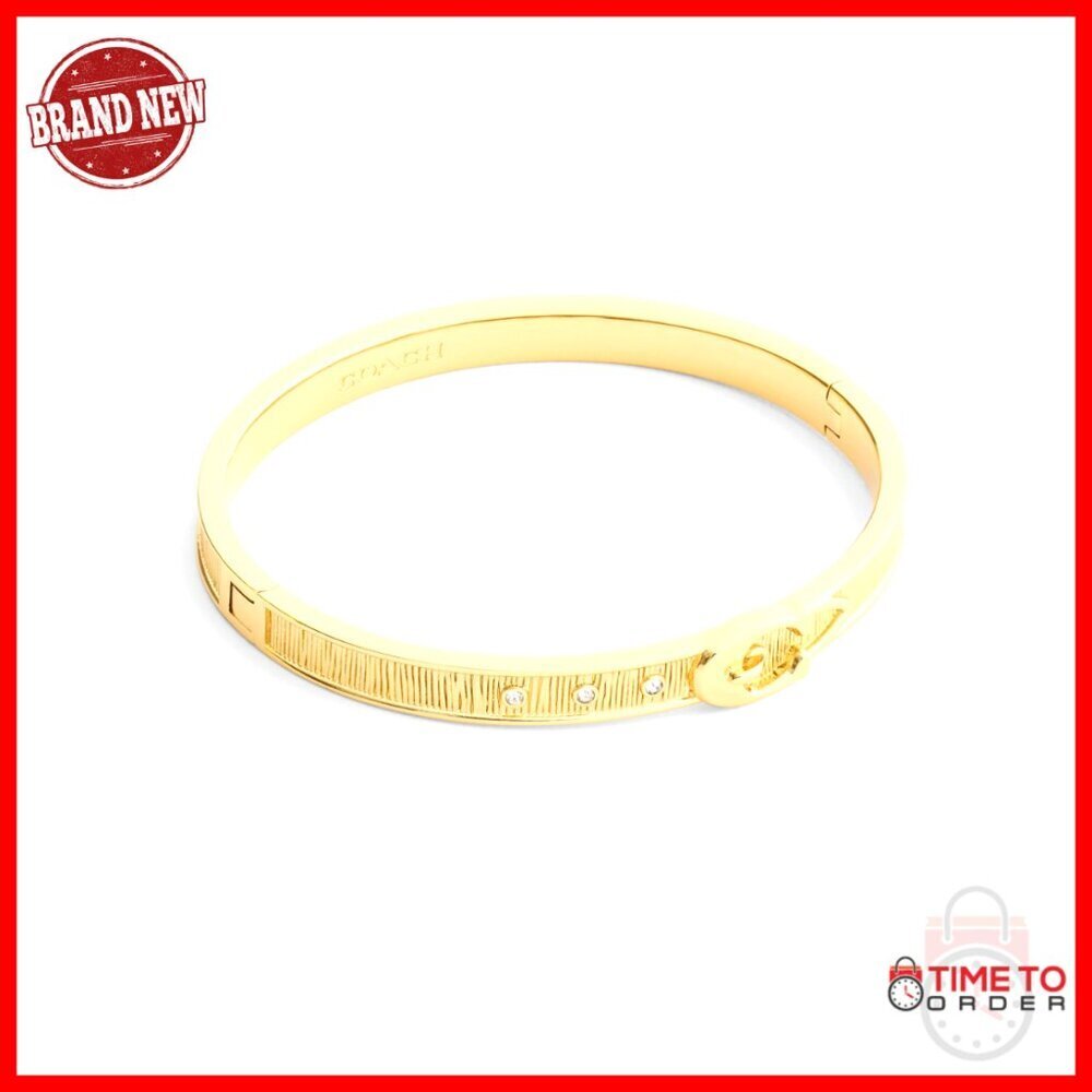 Hinged Bangle Bracelet with C Buckle Hardware Crystal Stones Minimal Chic